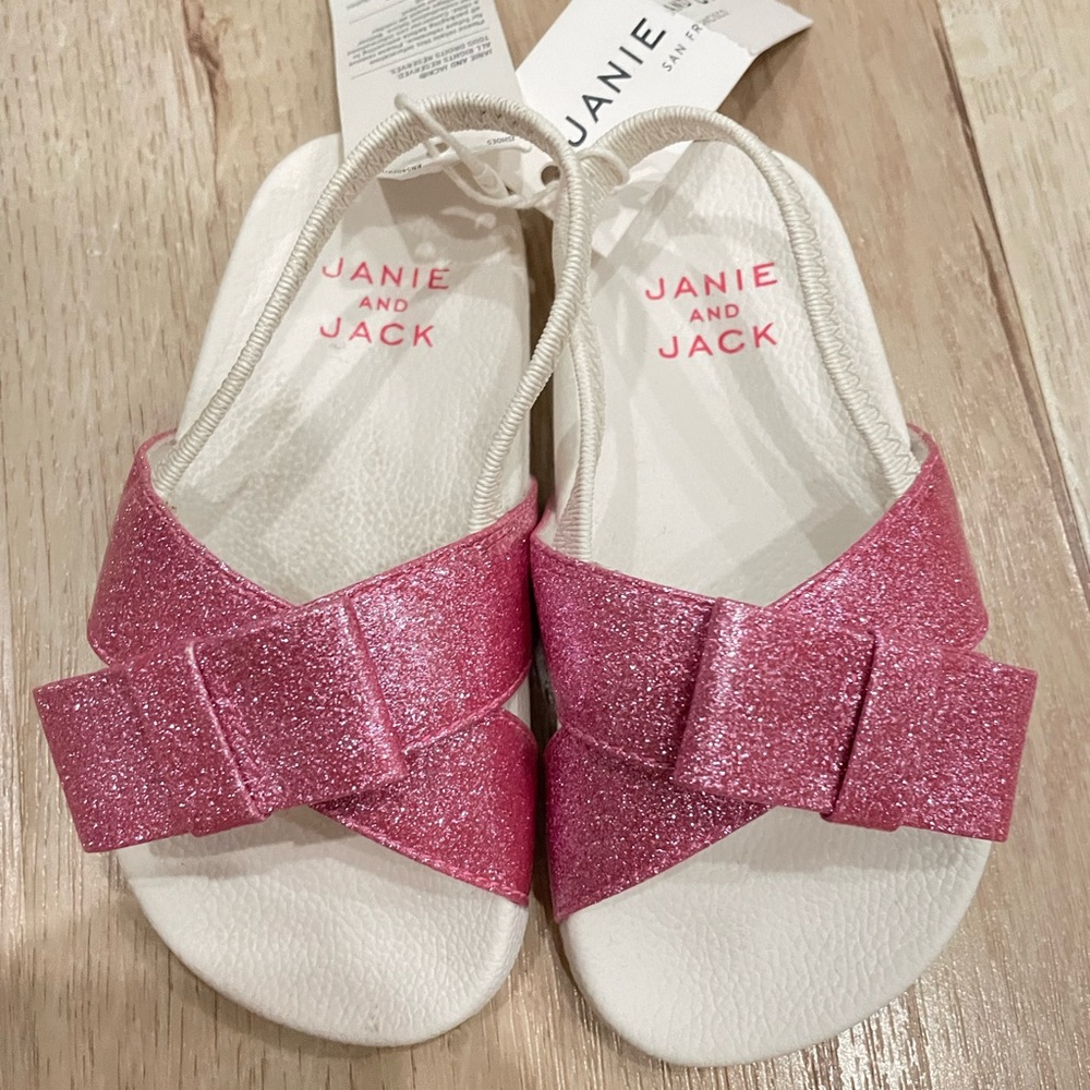 NWT Janie & Jack Pink Glitter Pool Slides